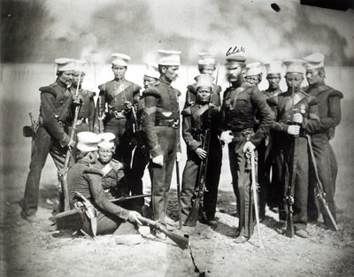 新しいヌッセリーライフル大隊と少佐A.バゴット、1857年 作： English Photographer